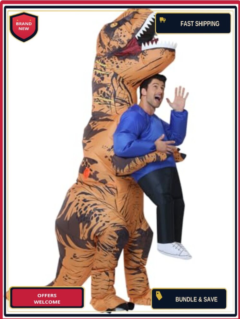 Adult Inflatable Dinosaur Costume Blow Up Halloween Cosplay Suit